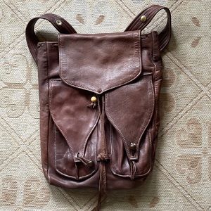 Vintage brown leather backpack